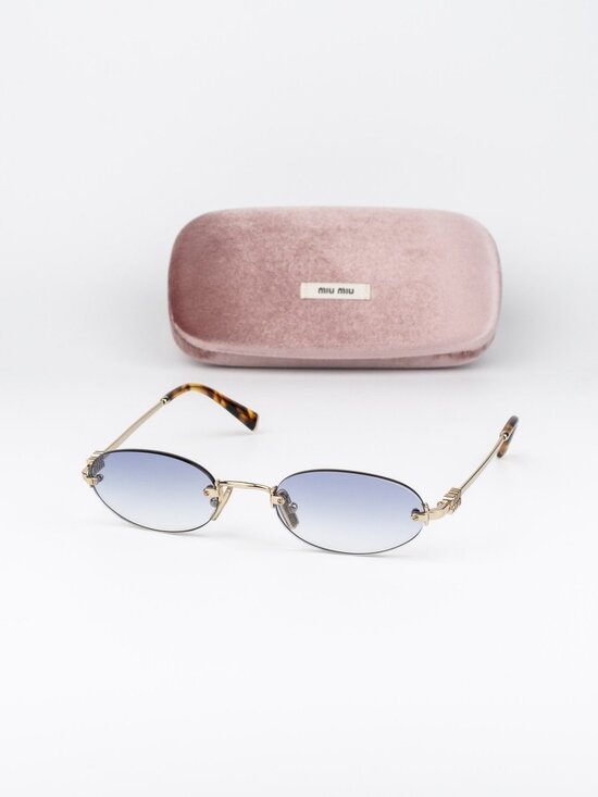 Miu Miu Women Sunglasses Gold Gradient Blue Oval MUA54S ZVN80O NEW AUTHENTIC main image 8
